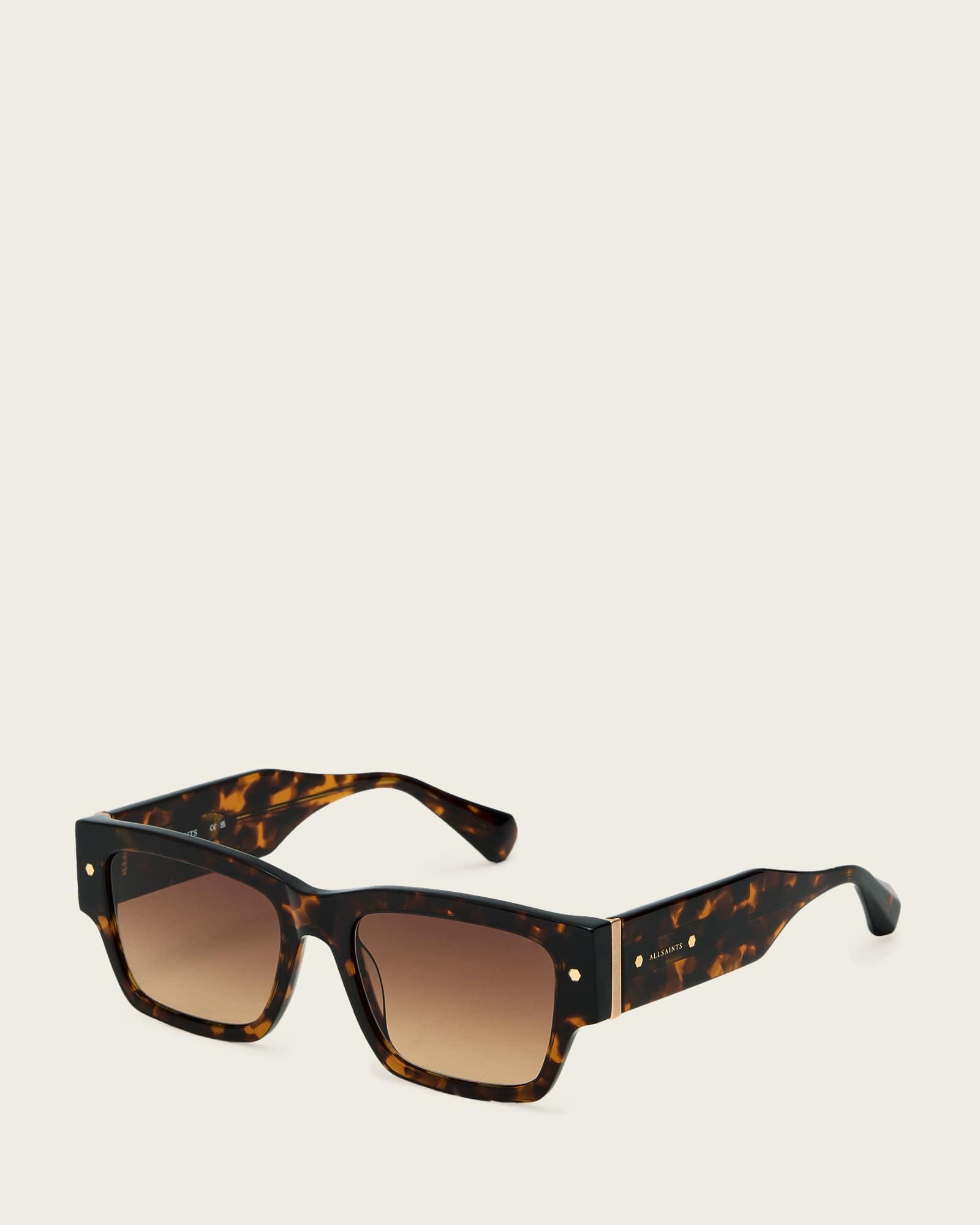 Suki Square Framed Sunglasses GLOSS BLACK | ALLSAINTS US Product Image