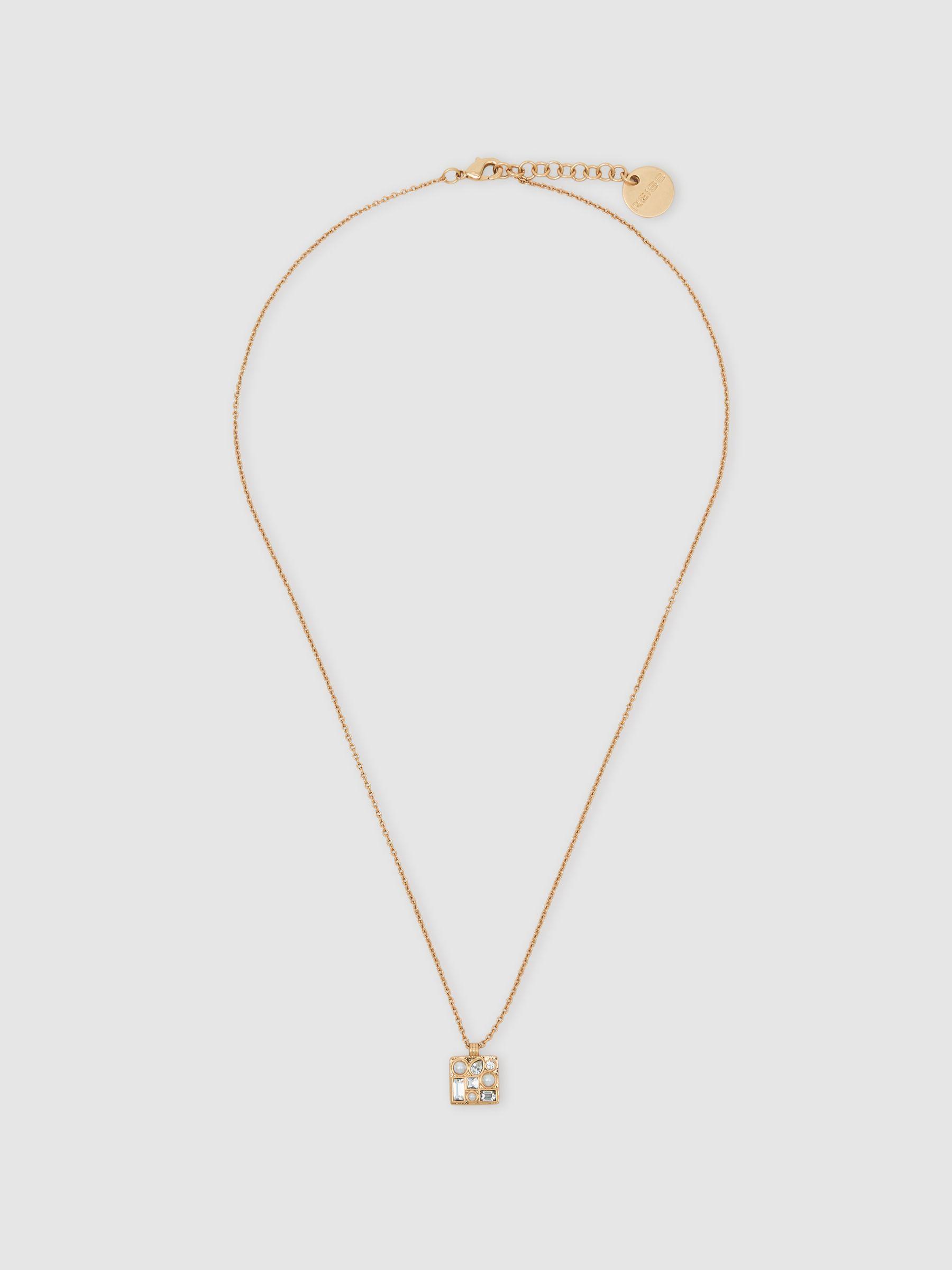 Tone Square Pendant Necklace in Gold Product Image