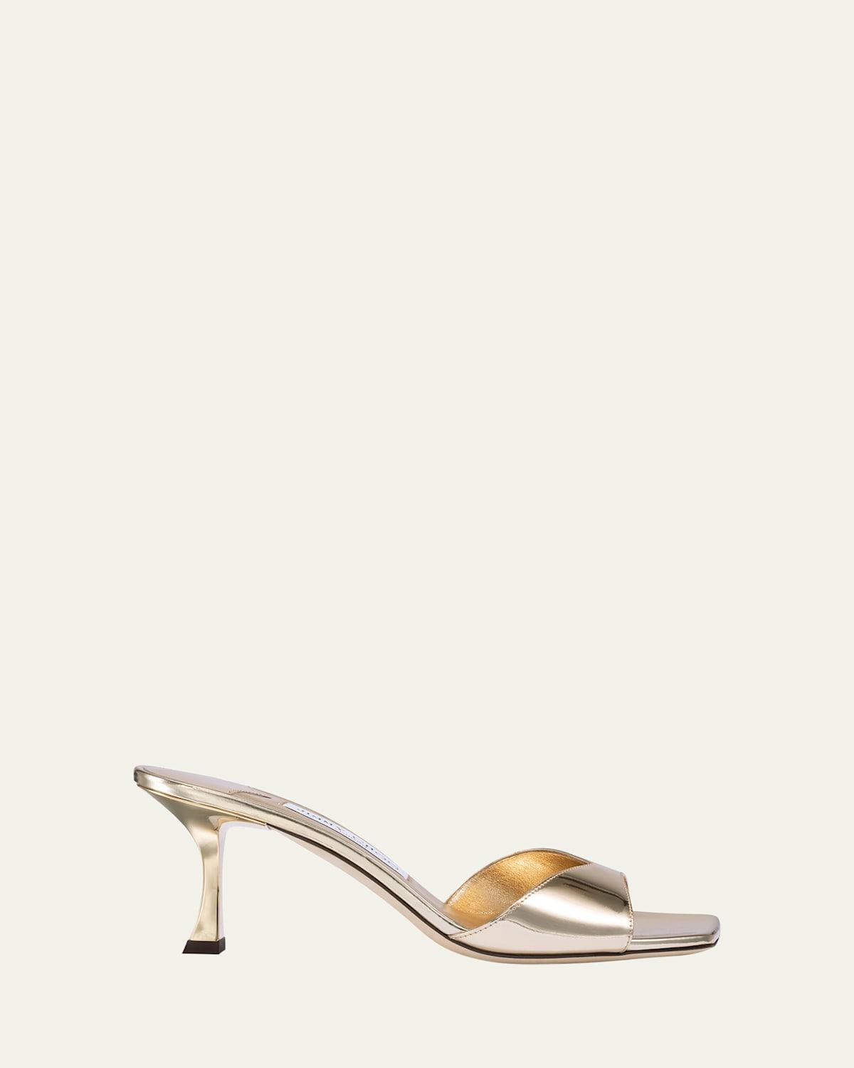 JIMMY CHOO Skye 70 Metallic Leather Sandals In Gold Product Image