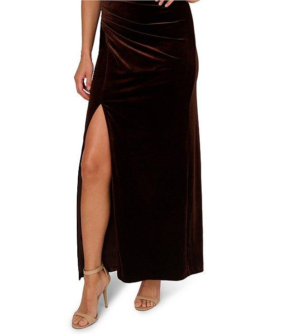 Adrianna Papell One Shoulder Ruched Velvet Column Gown Product Image