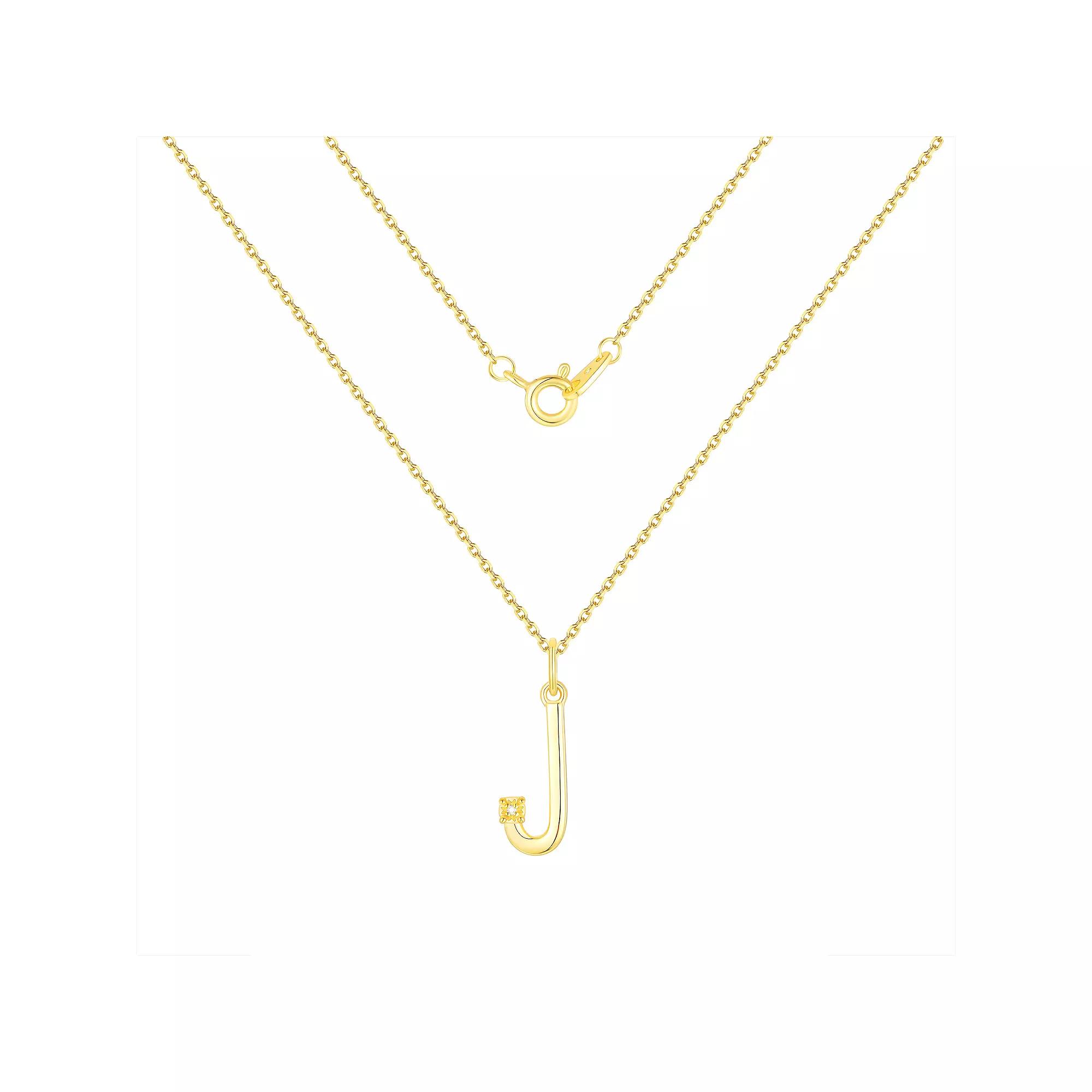 Forever Radiant Diamond Accent Initial Pendant Necklace, Women's, Size: 18", Gold Tone J Product Image