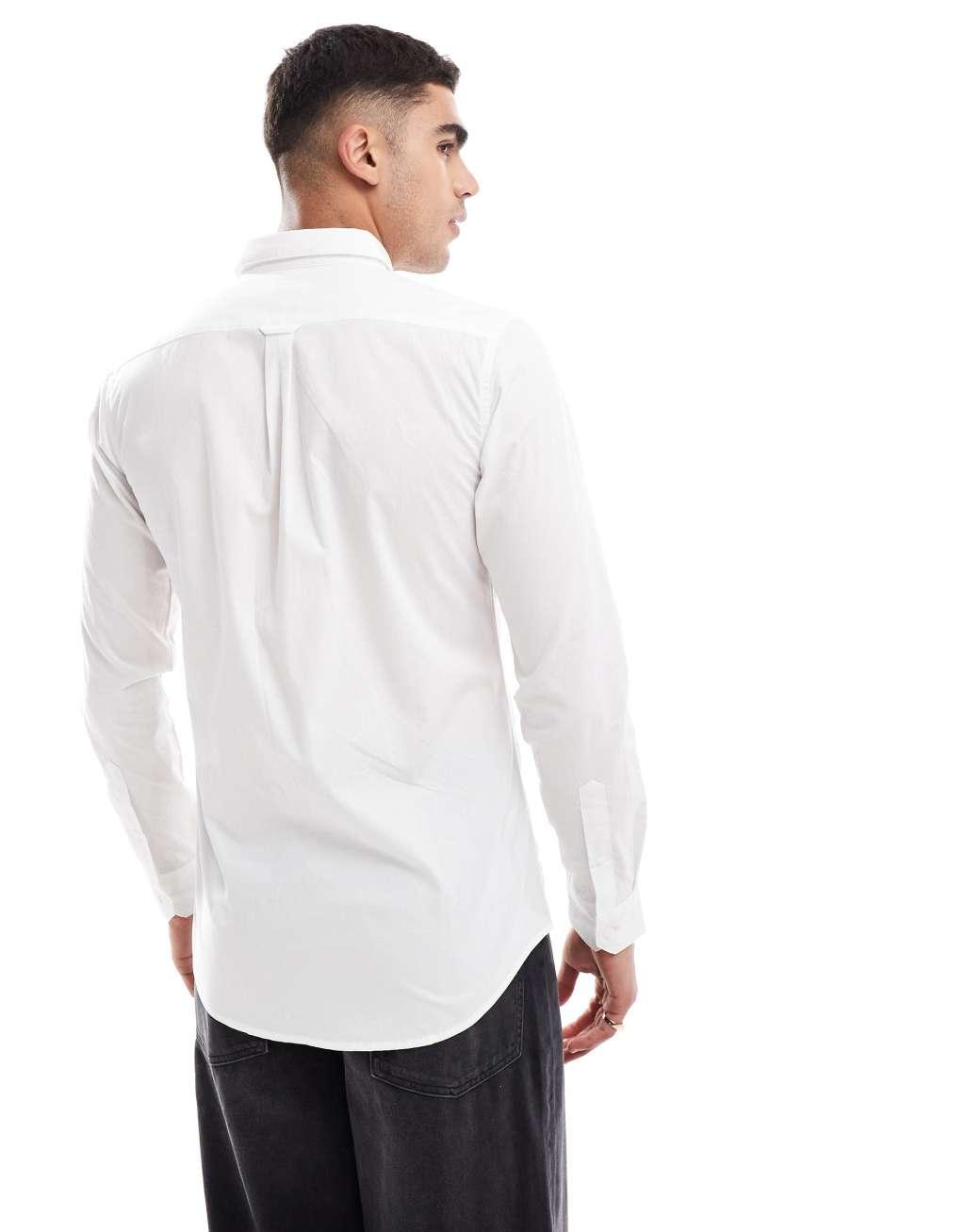 Farah yorke long sleeve poplin shirt in white Product Image