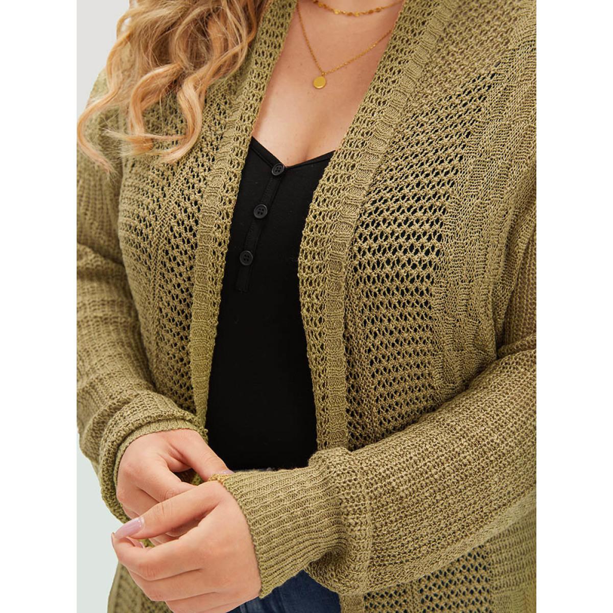 Plus Size Lapel Collar Open Front Tunic Drape Cardigan Bronze Women Casual Loose Long Sleeve Dailywear Cardigans BloomChic 18-20/2X Product Image