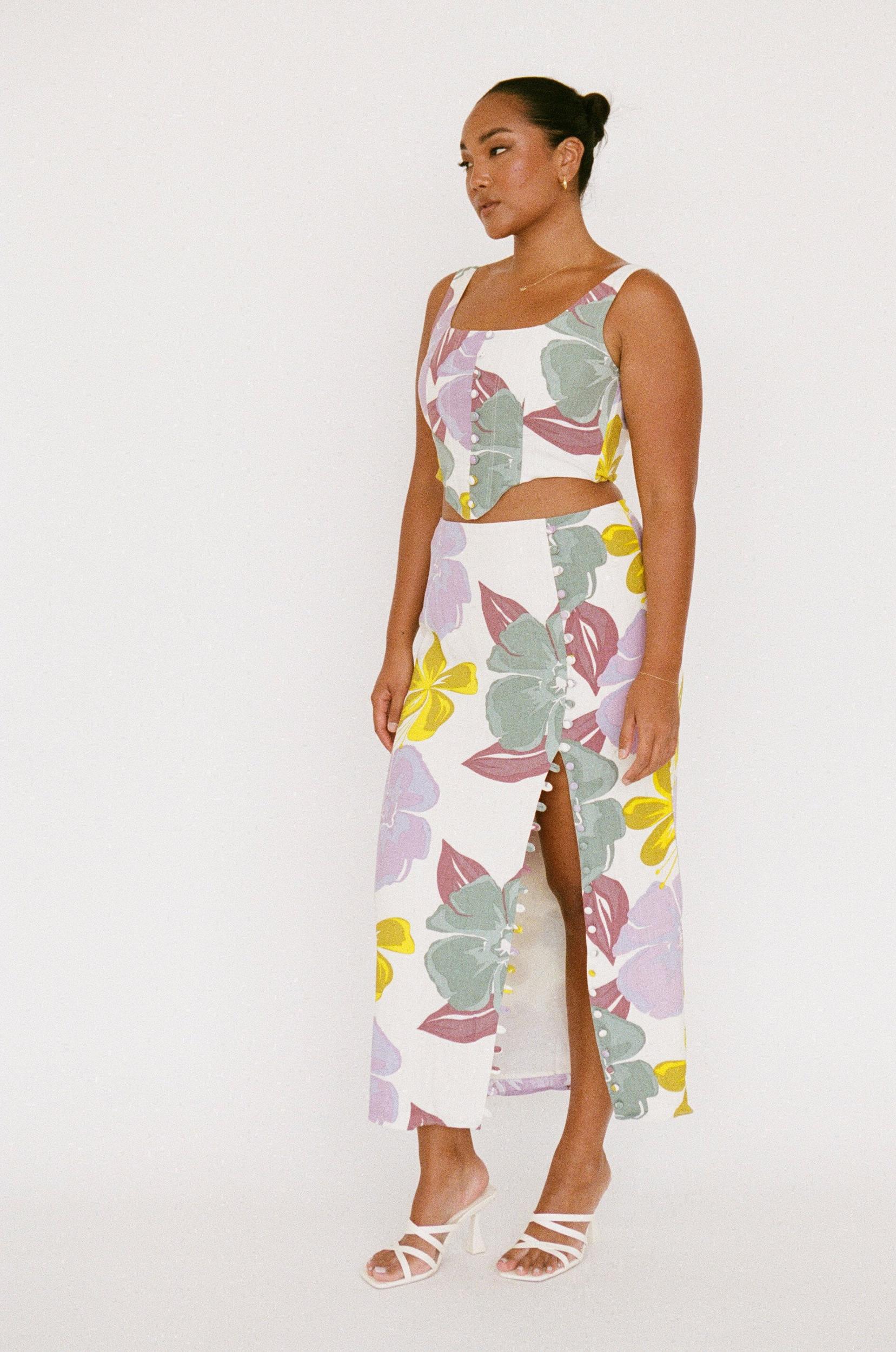 Oralia Top - Royal Floral Product Image