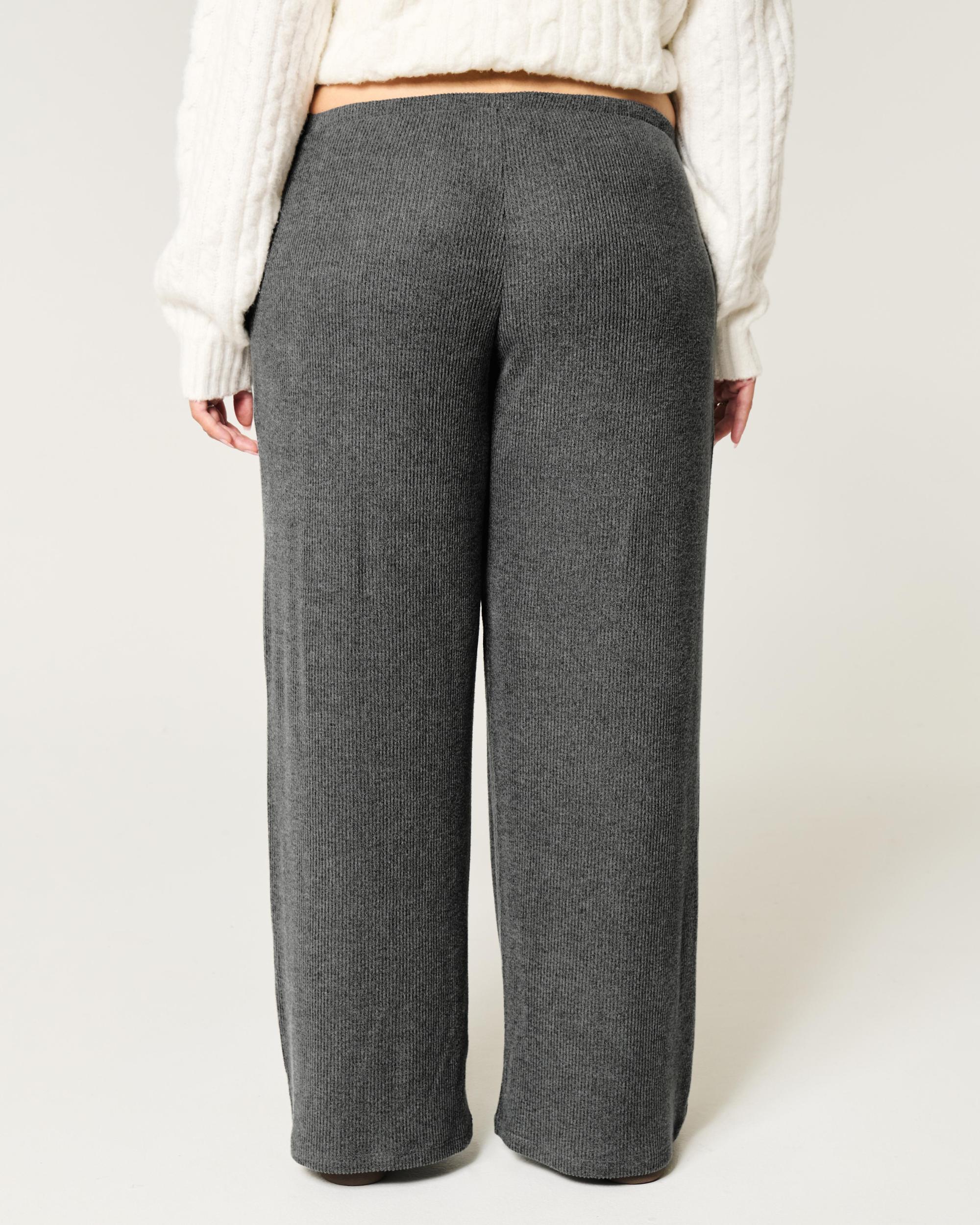 Cozy Ribbed Drawstring Baggy Pants Product Image