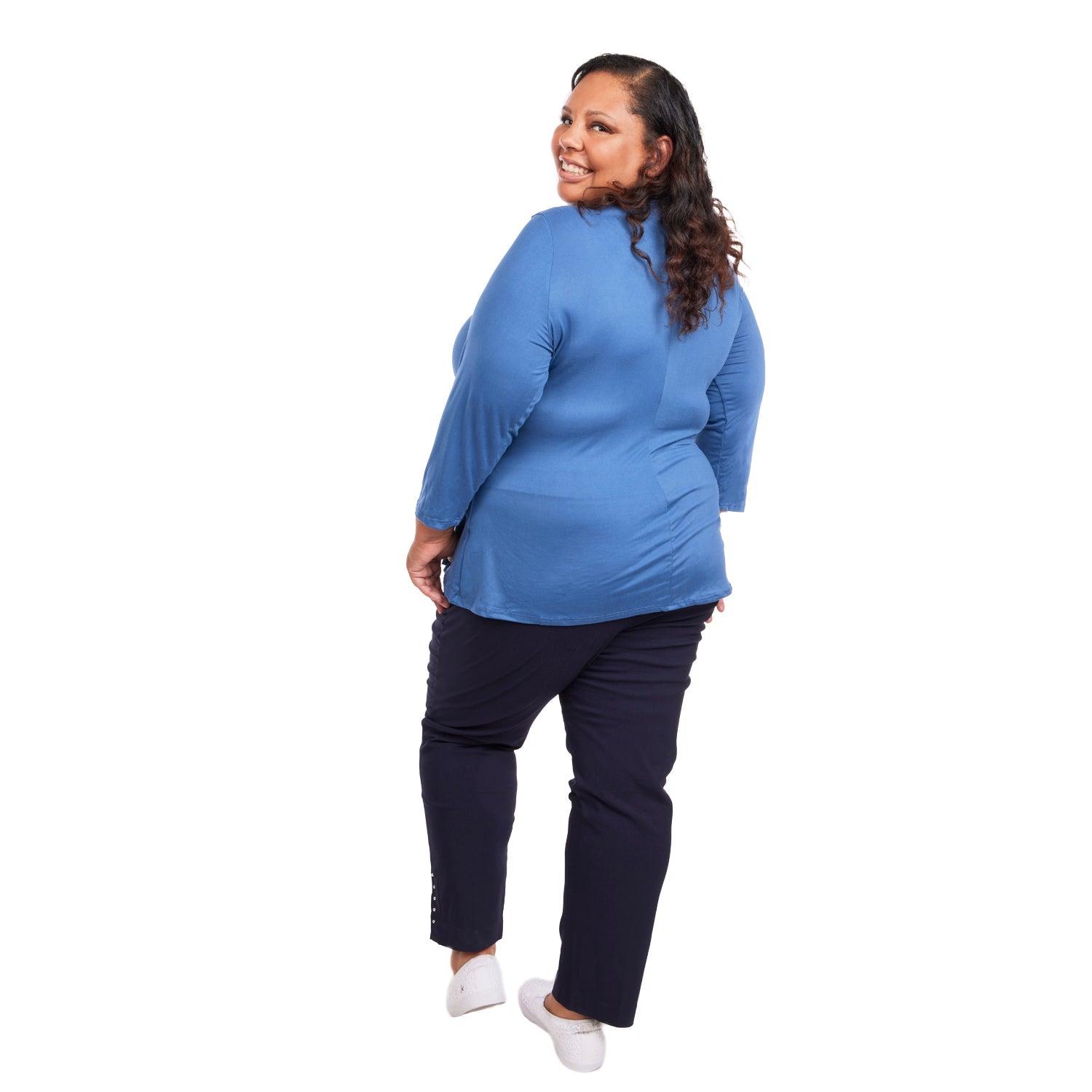 Inner Beauty Plus Solid 3/4 Sleeve Surplice Front V-Neck Top Product Image