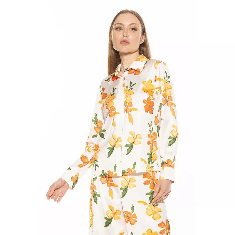 Women's ALEXIA ADMOR Ginger Silky Collared Blouse,  Product Image