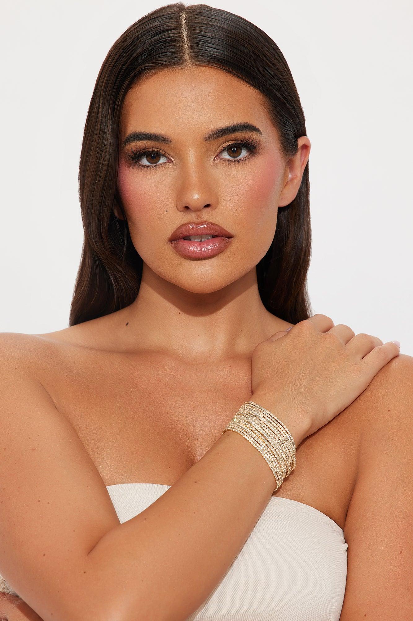 Rich In Spirit 15 Piece Rhinestone Bracelet Set - Gold Female Product Image