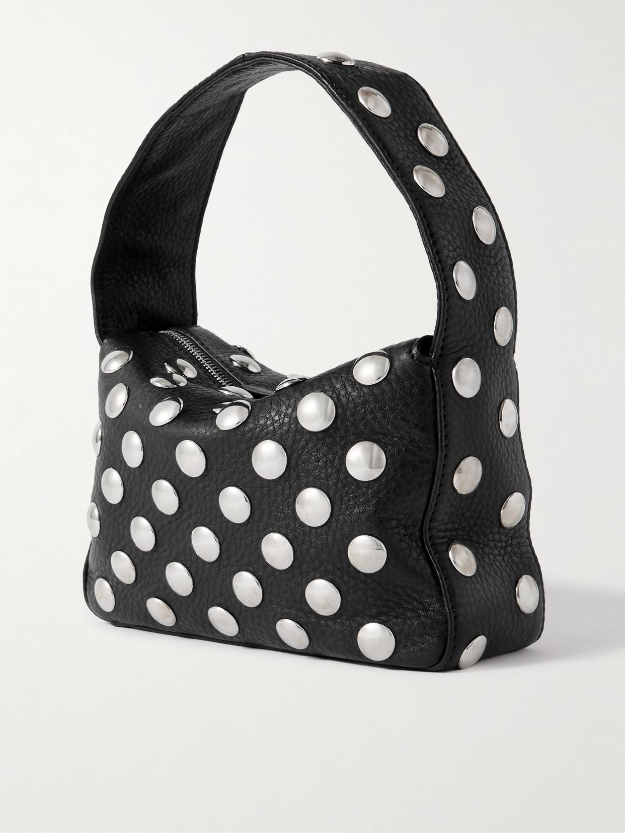KHAITE Elena Small Studded Textured-leather Shoulder Bag In Black Product Image