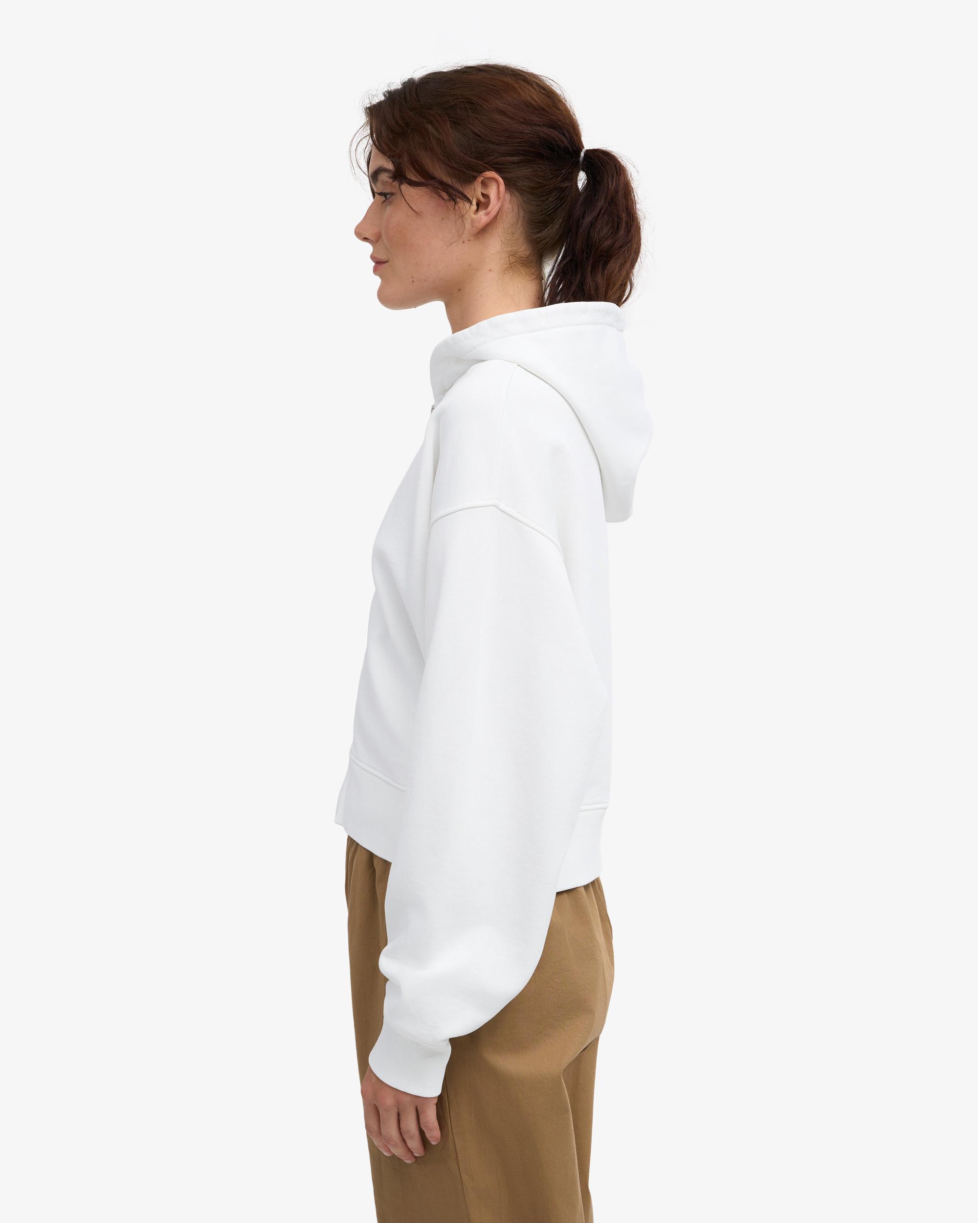 Organic Crop Zip Hood - Optical White Product Image