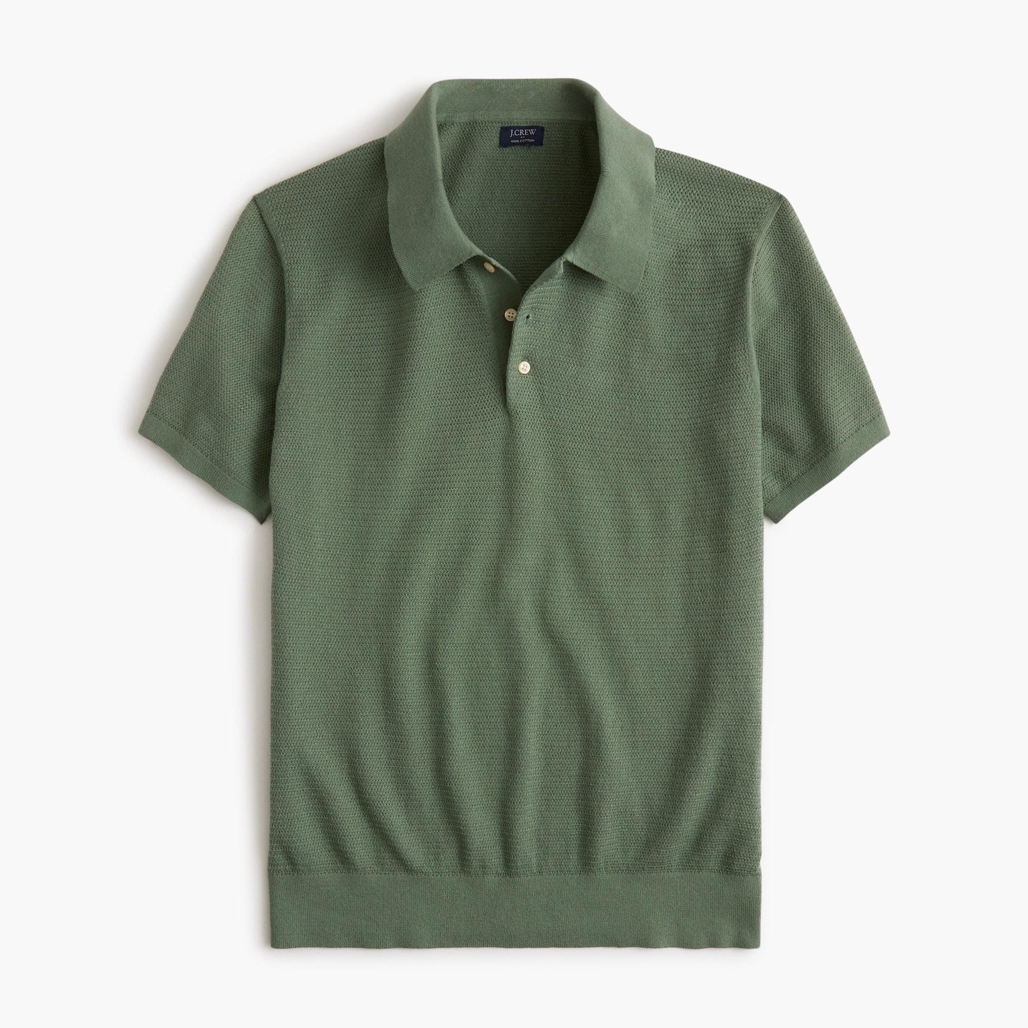 Basketweave cotton sweater-polo Product Image