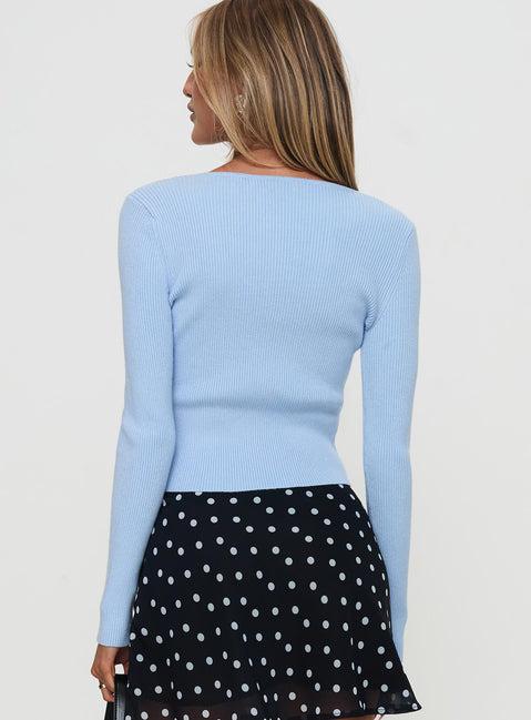 Ophira Twist Detail Long Sleeve Top Blue Product Image