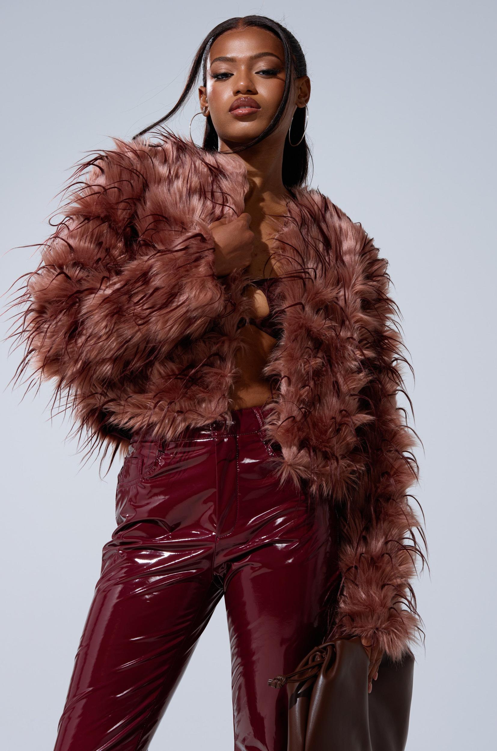 PIPER TEXTURED FAUX FUR COAT Product Image