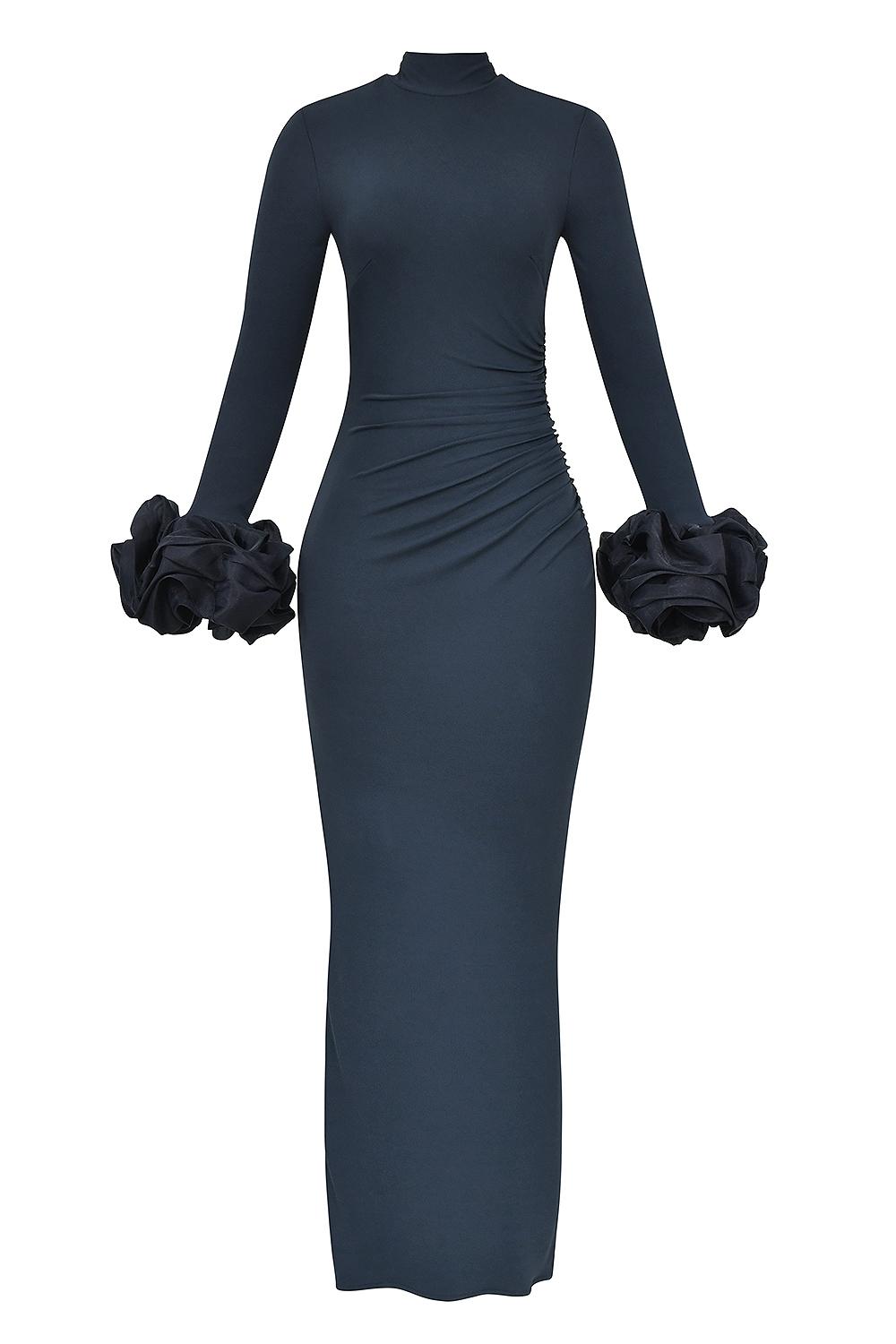 Fabienne  midnight ruffle sleeve maxi dress Product Image