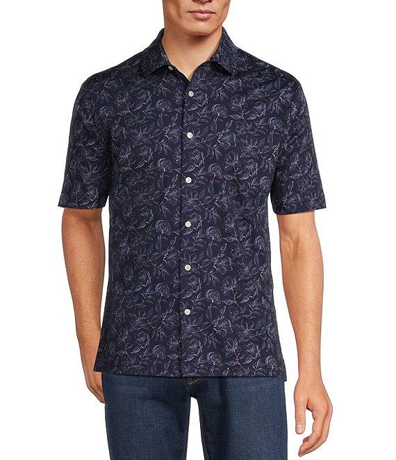 Hart Schaffner Marx The Mr. Classic Collection Short Sleeve Floral Print Coatfront Shirt Product Image