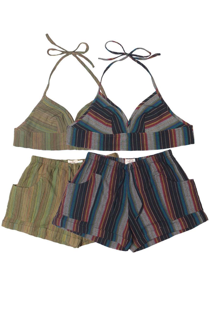 Striped Tie Back Halter  Crop Top Product Image