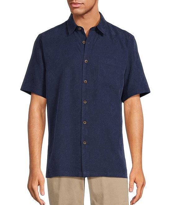 Roundtree & Yorke Short Sleeve Solid Polynosic Jacquard Sport Shirt Product Image