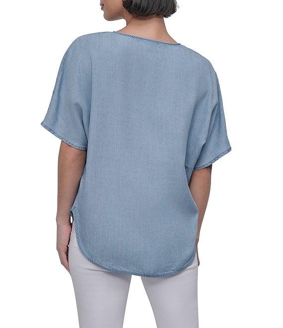 DKNY by Donna Karan Tencel V-Neck Short Sleeve Tunic Product Image