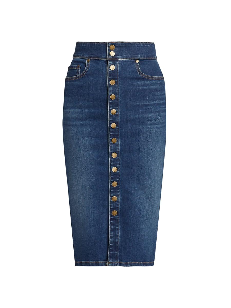 Womens Karter Denim High-Waisted Midi-Skirt Product Image