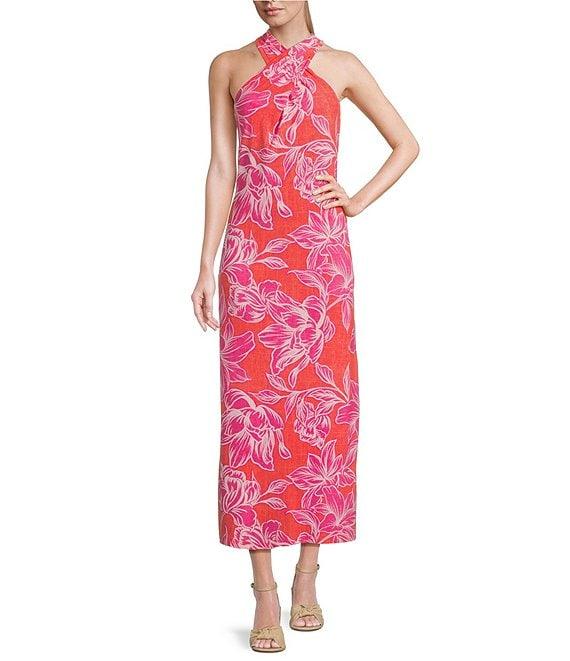 Tommy Bahama Paradiso Printed Halter Neck Sleeveless Stretch Jersey Maxi Dress Product Image
