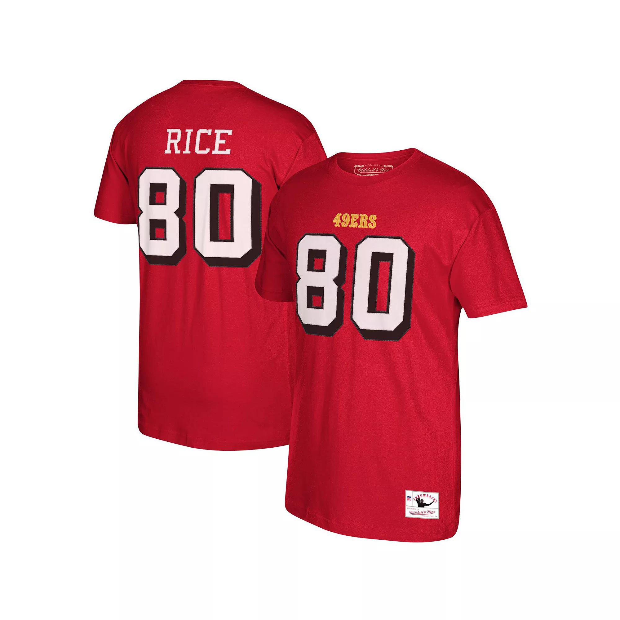 Men's Mitchell & Ness San Francisco 49ers Jerry Rice Scarlet Retired Player Name & Number T-Shirt, Size: Large Product Image