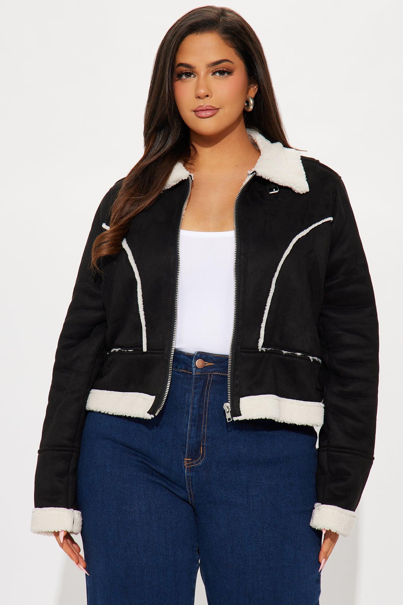 Look My Way Shearling Jacket - Black Product Image