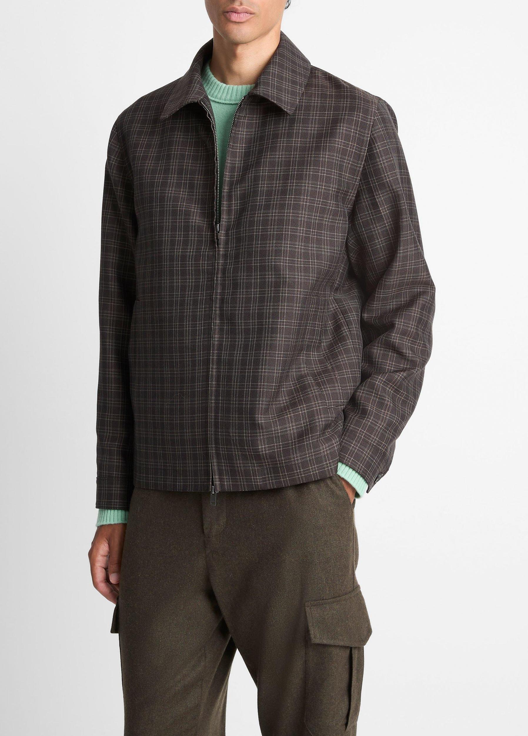 Plaid Wool-Blend Zip Jacket Product Image