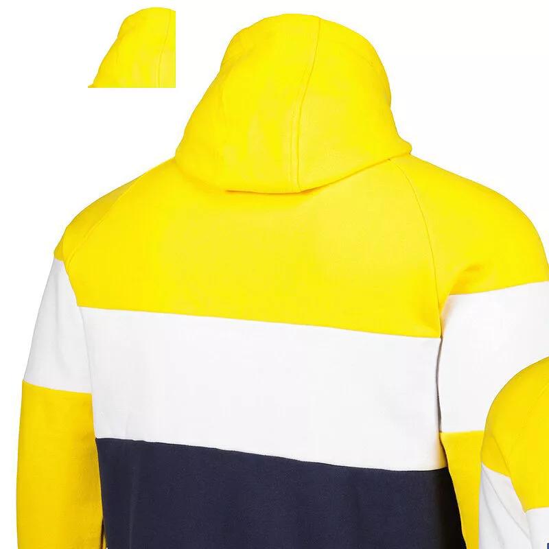 Men's New Era Navy/Gold Los Angeles Rams Colorblock Throwback Pullover Hoodie,  Product Image