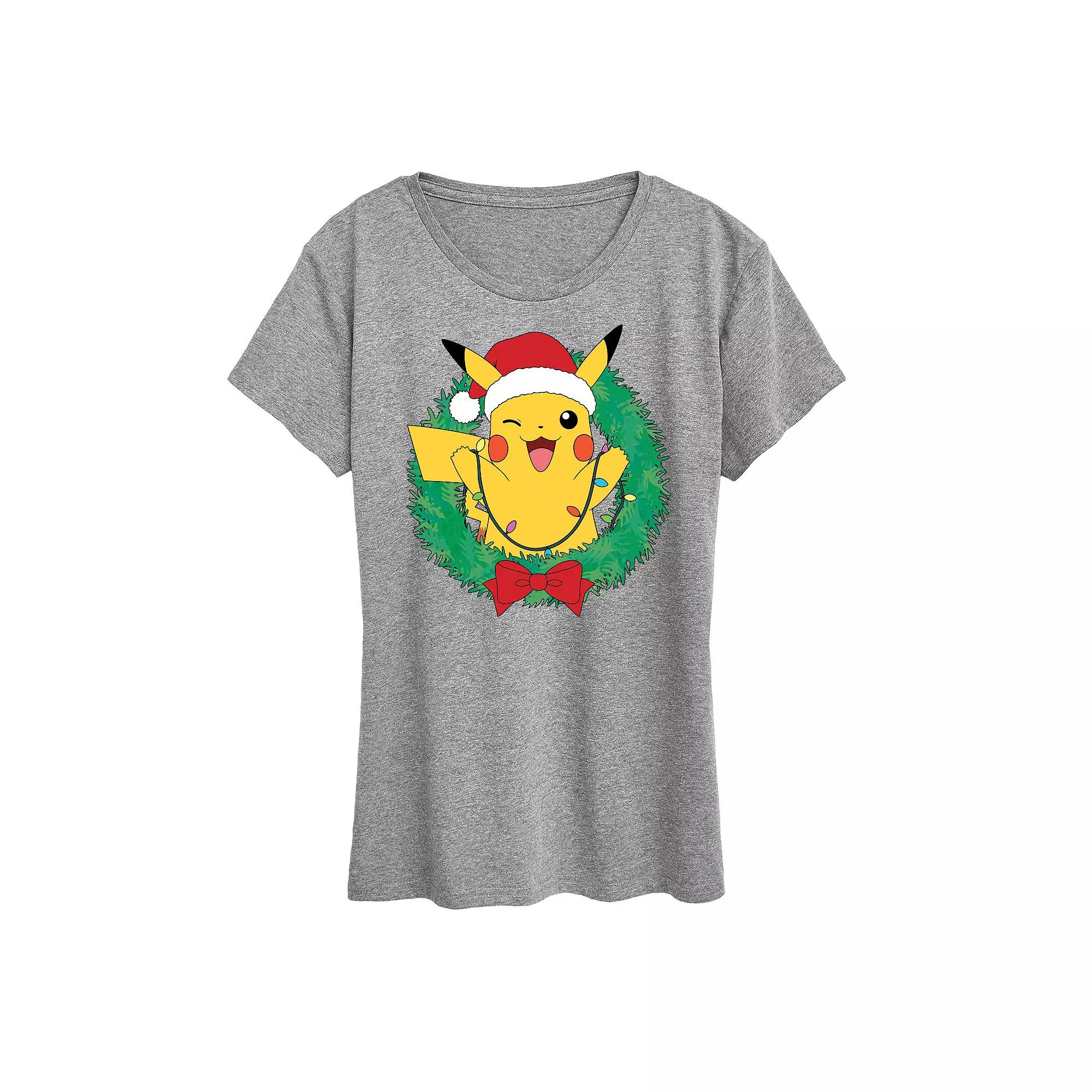 Women's Pokemon Pikachu Lights Wreath Tee, Girl's,  Product Image
