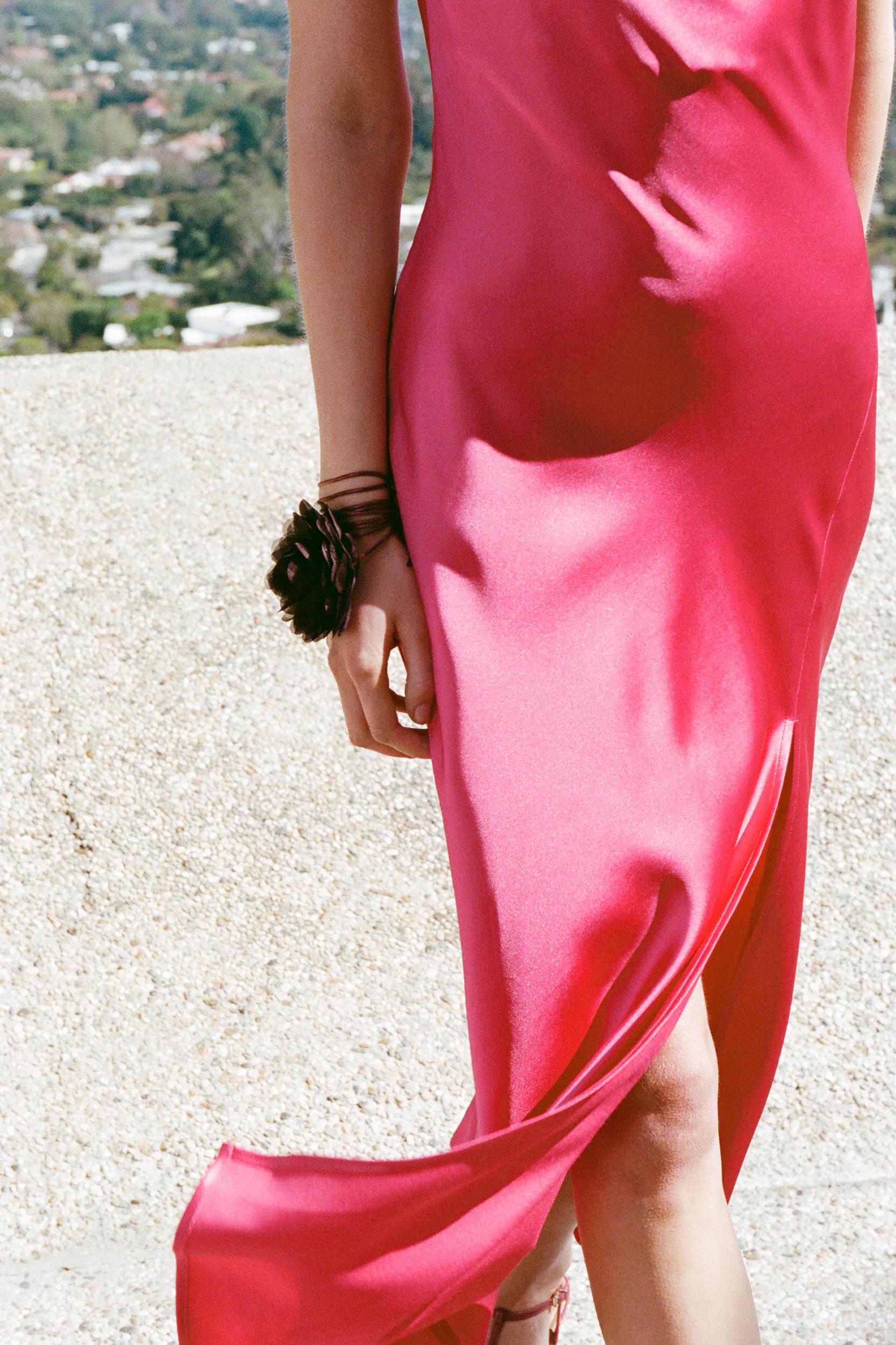 ASYMMETRIC SATIN MIDI DRESS Product Image