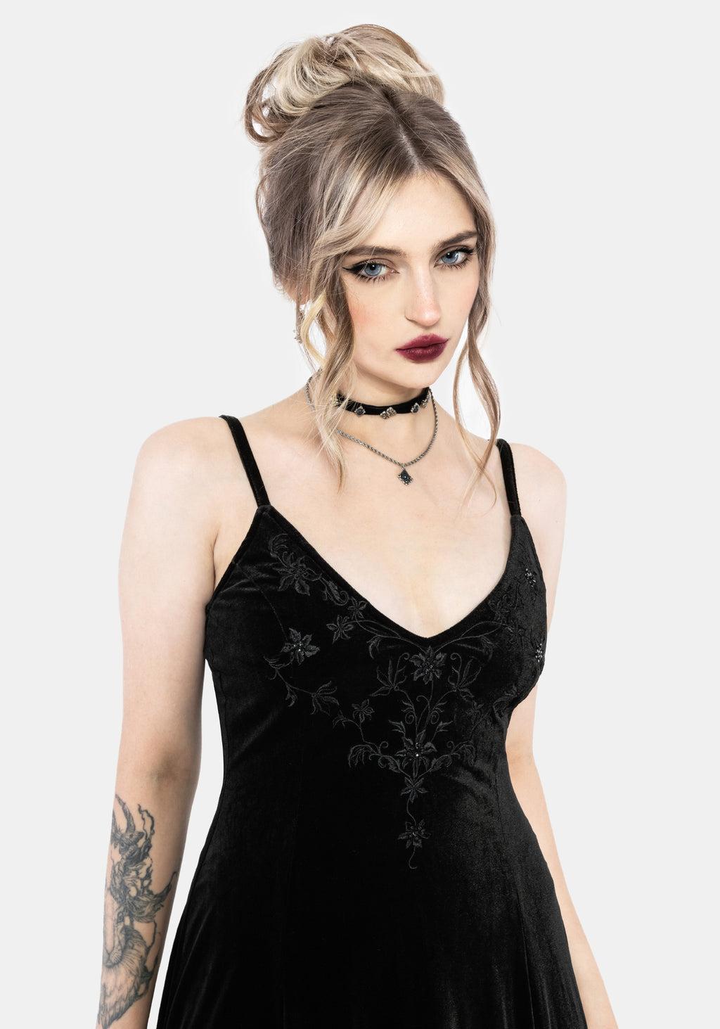 Opia Cami Beaded Embroidered Velour Midaxi Dress Product Image