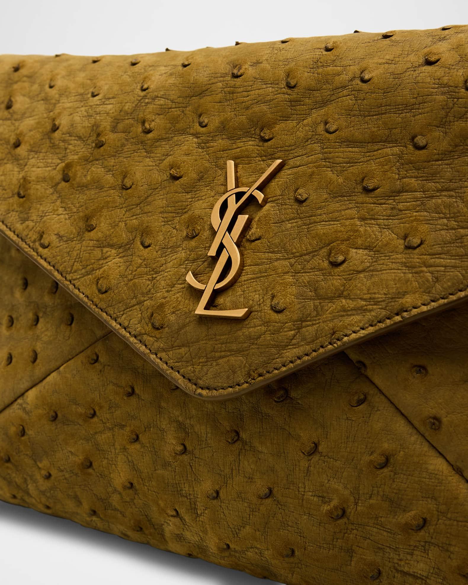 Large YSL Envelope Clutch Bag in Ostrich Nubuck  Product Image