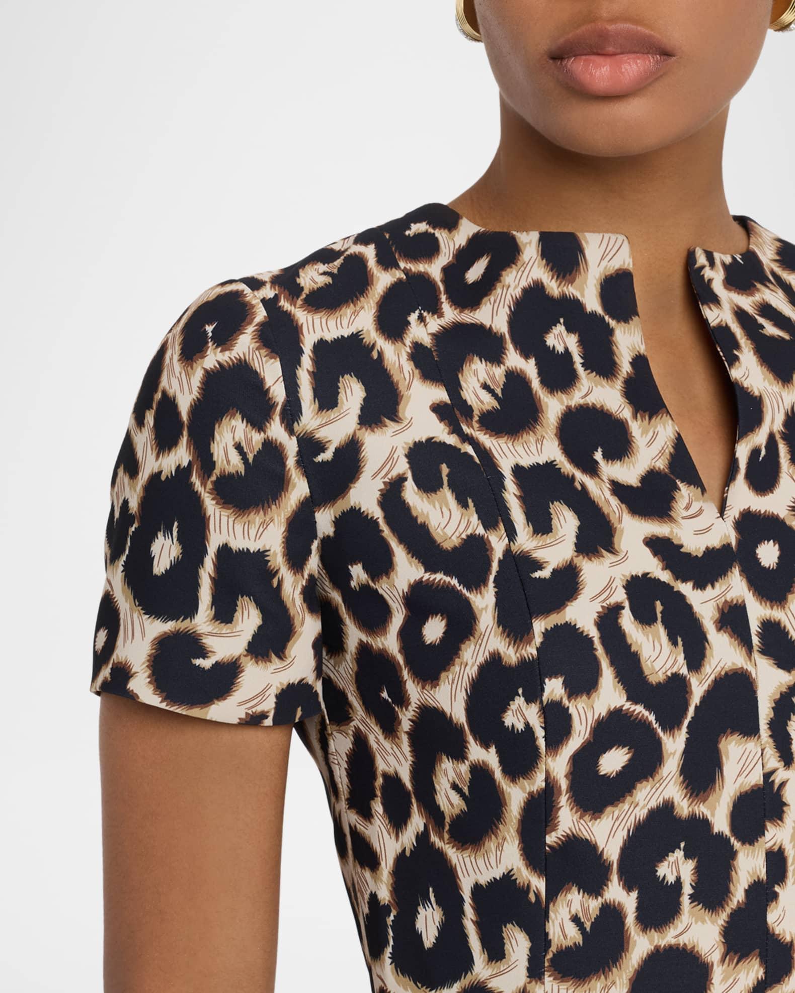 Leopard-Print Short-Sleeve Sheath Dress Product Image