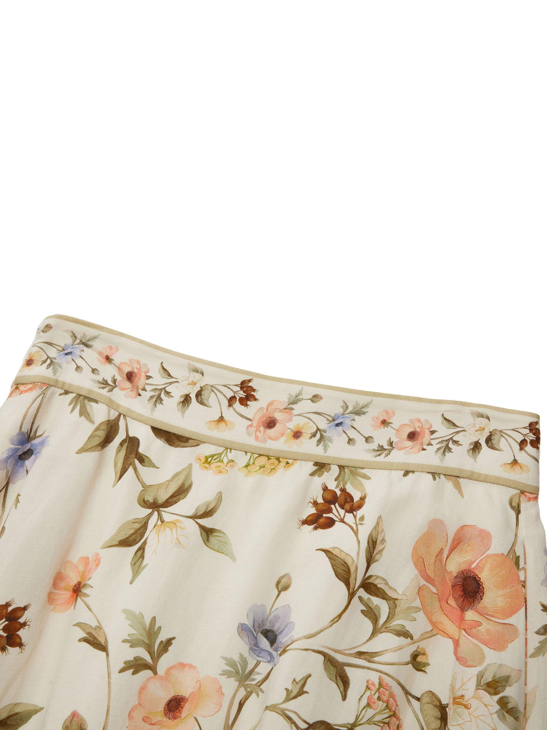 Tencel Blend Floral Print Women A-Line Skirt With Scrunchie Product Image