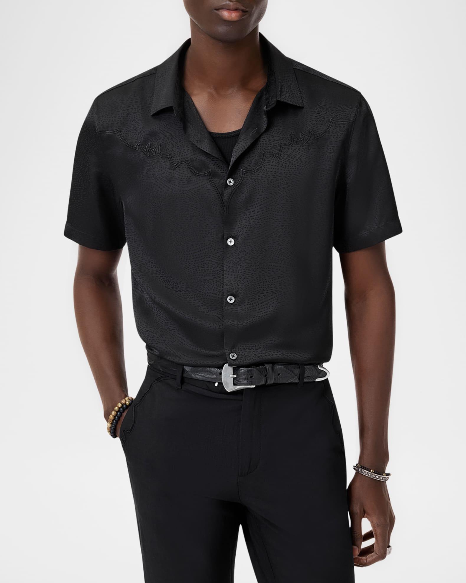 Men's Embroidered Jacquard Short-Sleeve Shirt Product Image