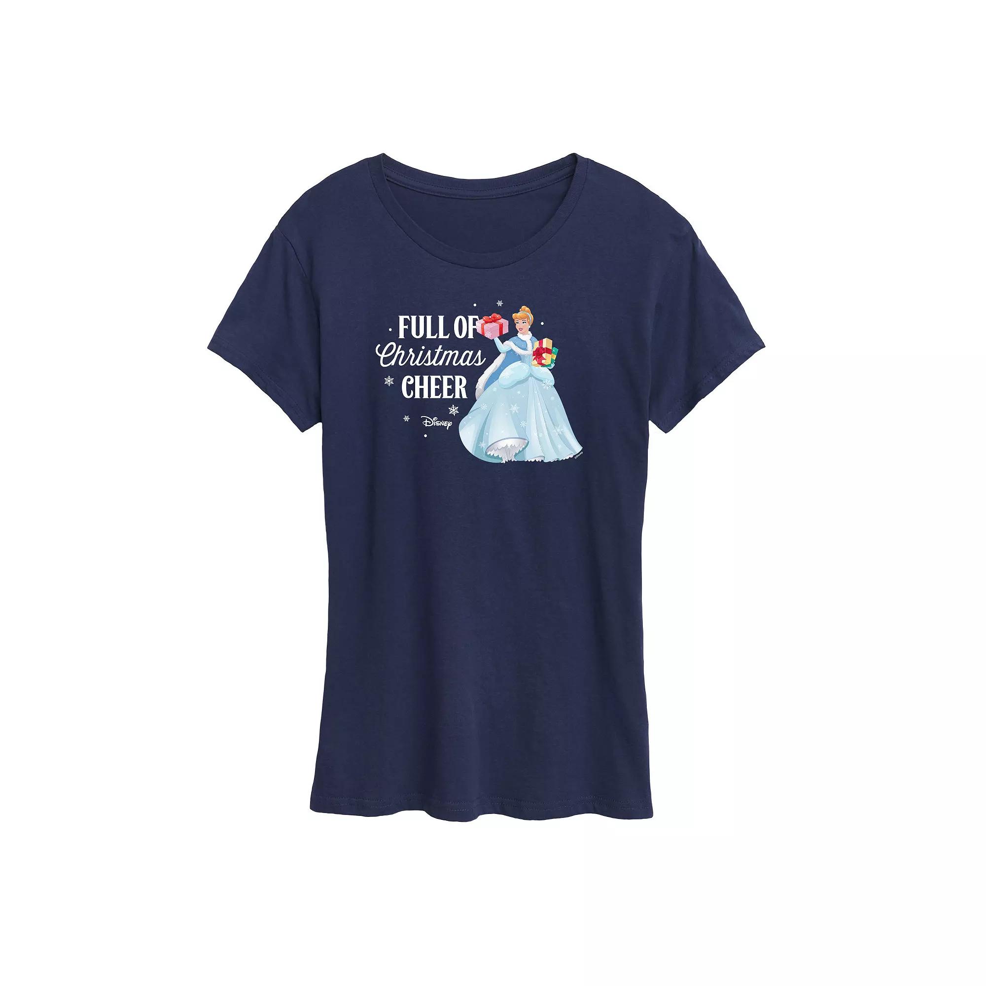 Disney Princess Cinderella Women's "Full Of Christmas Cheer" Graphic Tee, Girl's,  Product Image