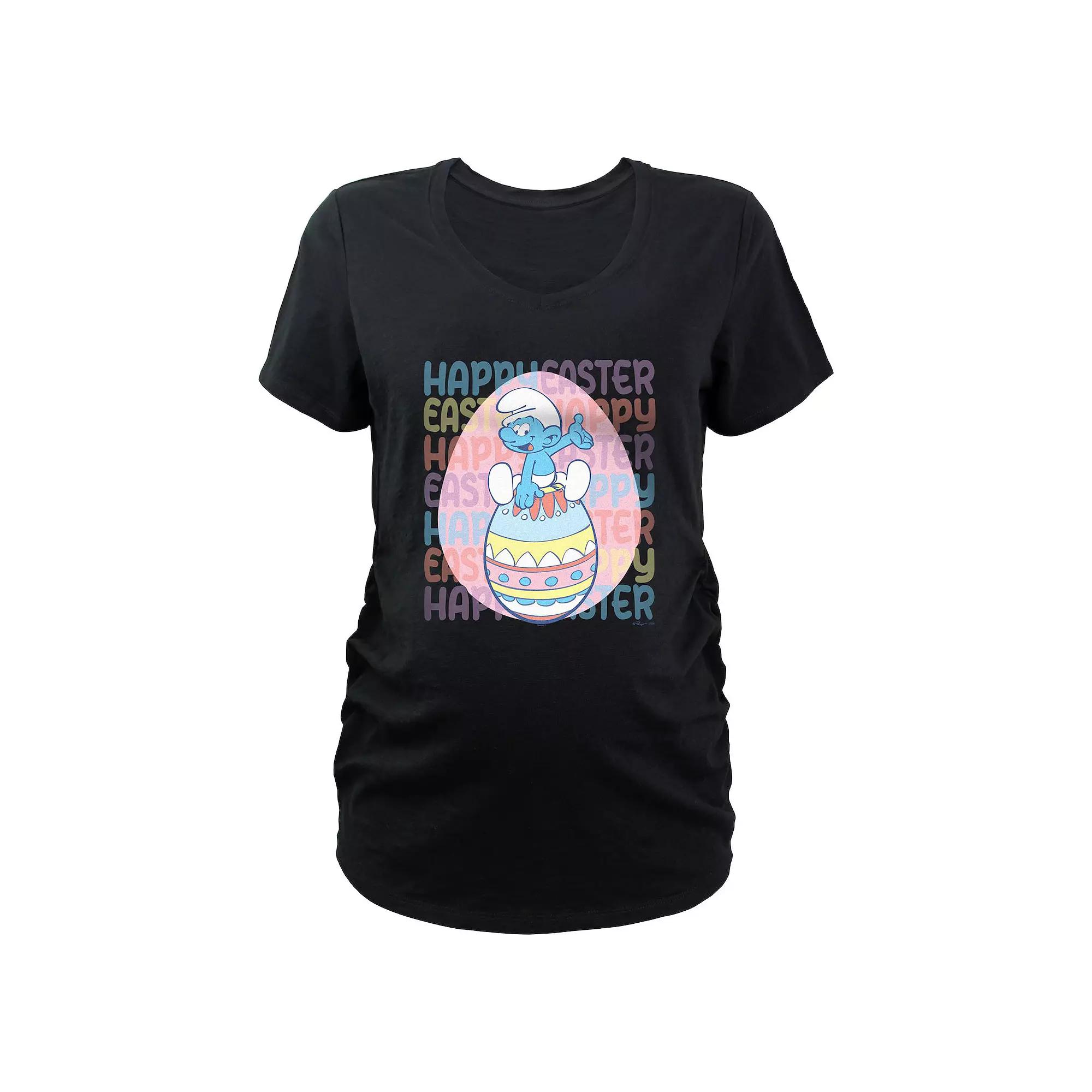 Maternity Smurfs Happy Easter Graphic Tee, Women's, Size: Small-Mat, Black Product Image