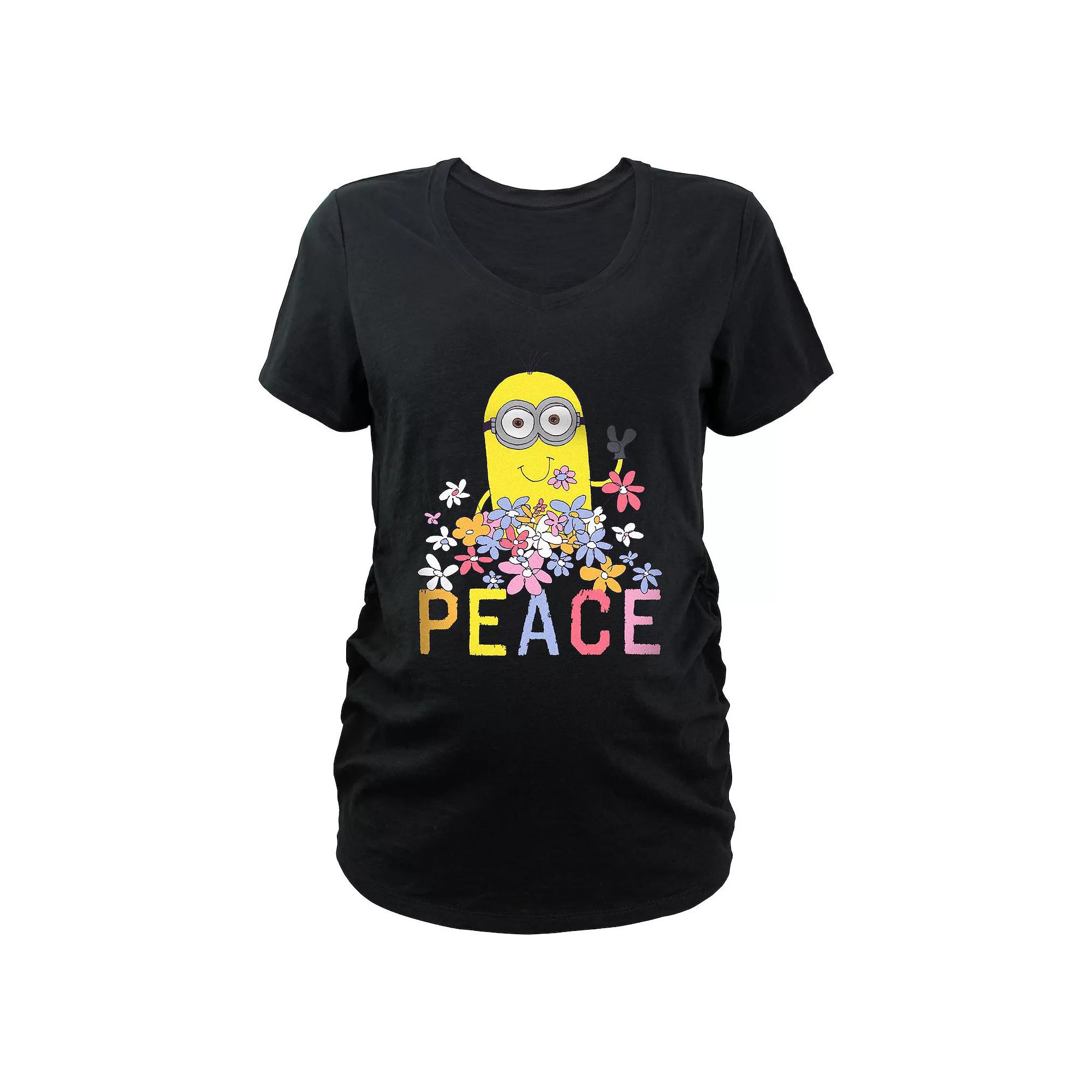 Maternity Despicable Me Minion Peace And Flowers Graphic Tee, Women's,  Product Image
