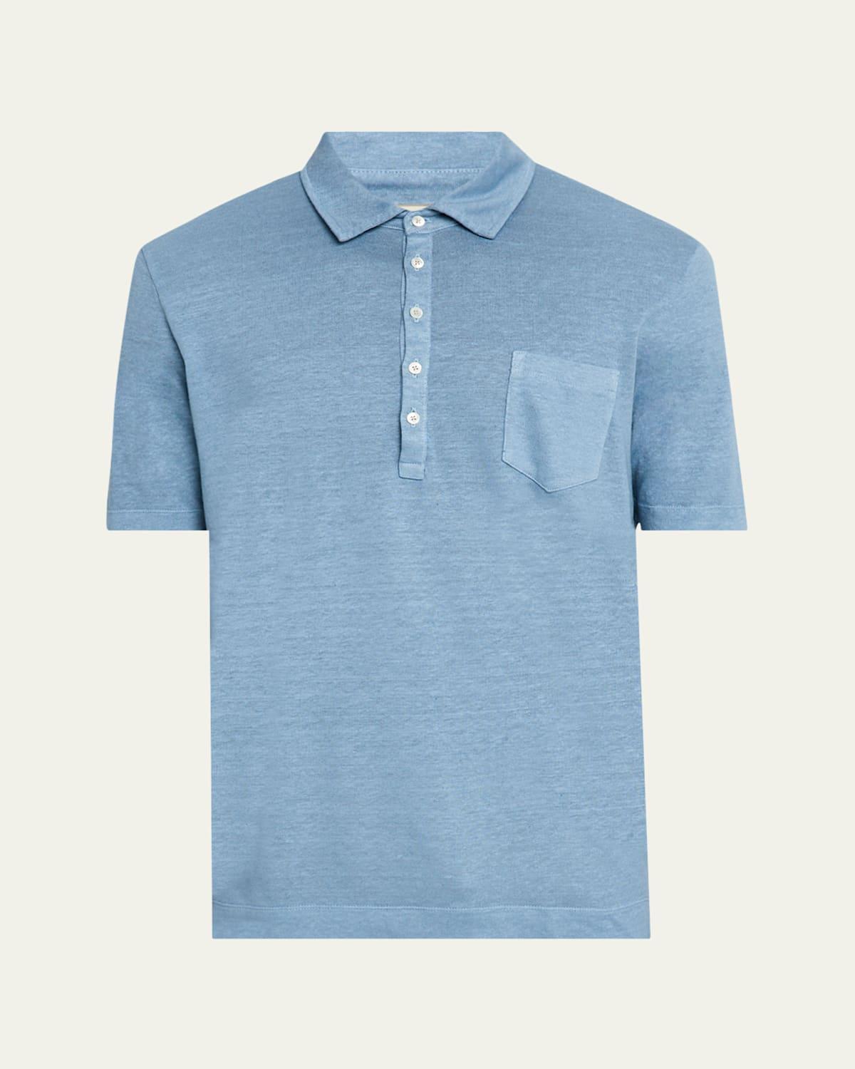 Mens Linen and Cotton Polo Shirt Product Image