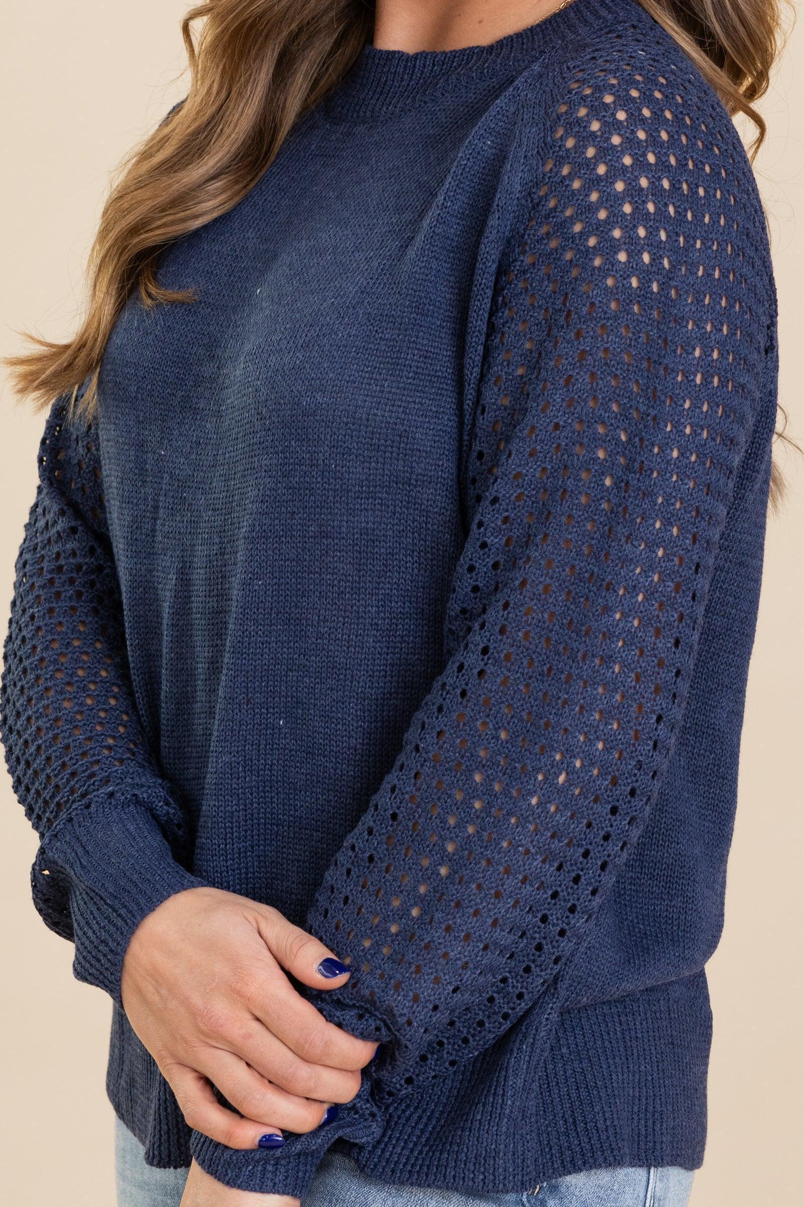 Lightweight Knit Pullover Top With Pointelle Product Image