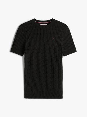 Short-Sleeve Cable Knit Sweater Product Image