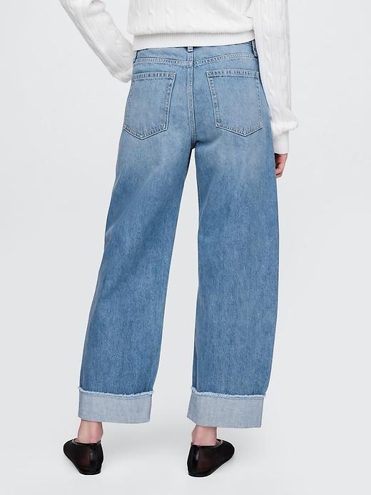 High Rise Cuffed Barrel Jeans Product Image
