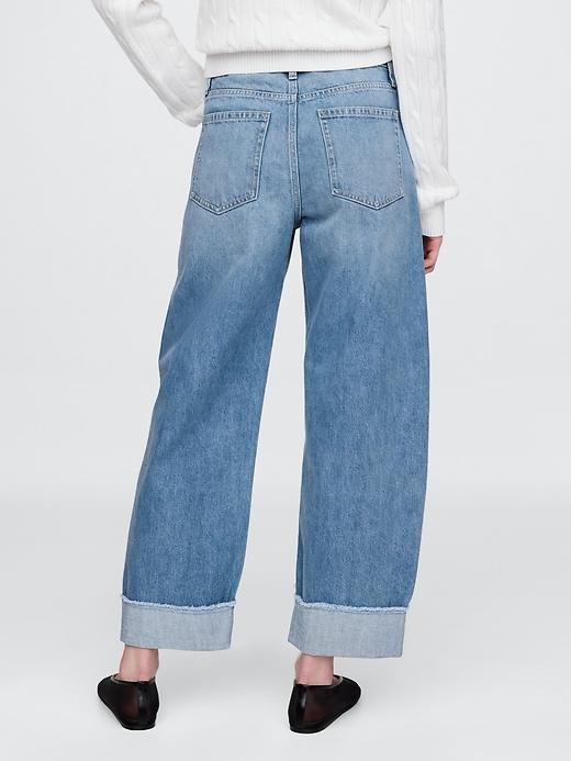 High Rise Cuffed Barrel Jeans Product Image