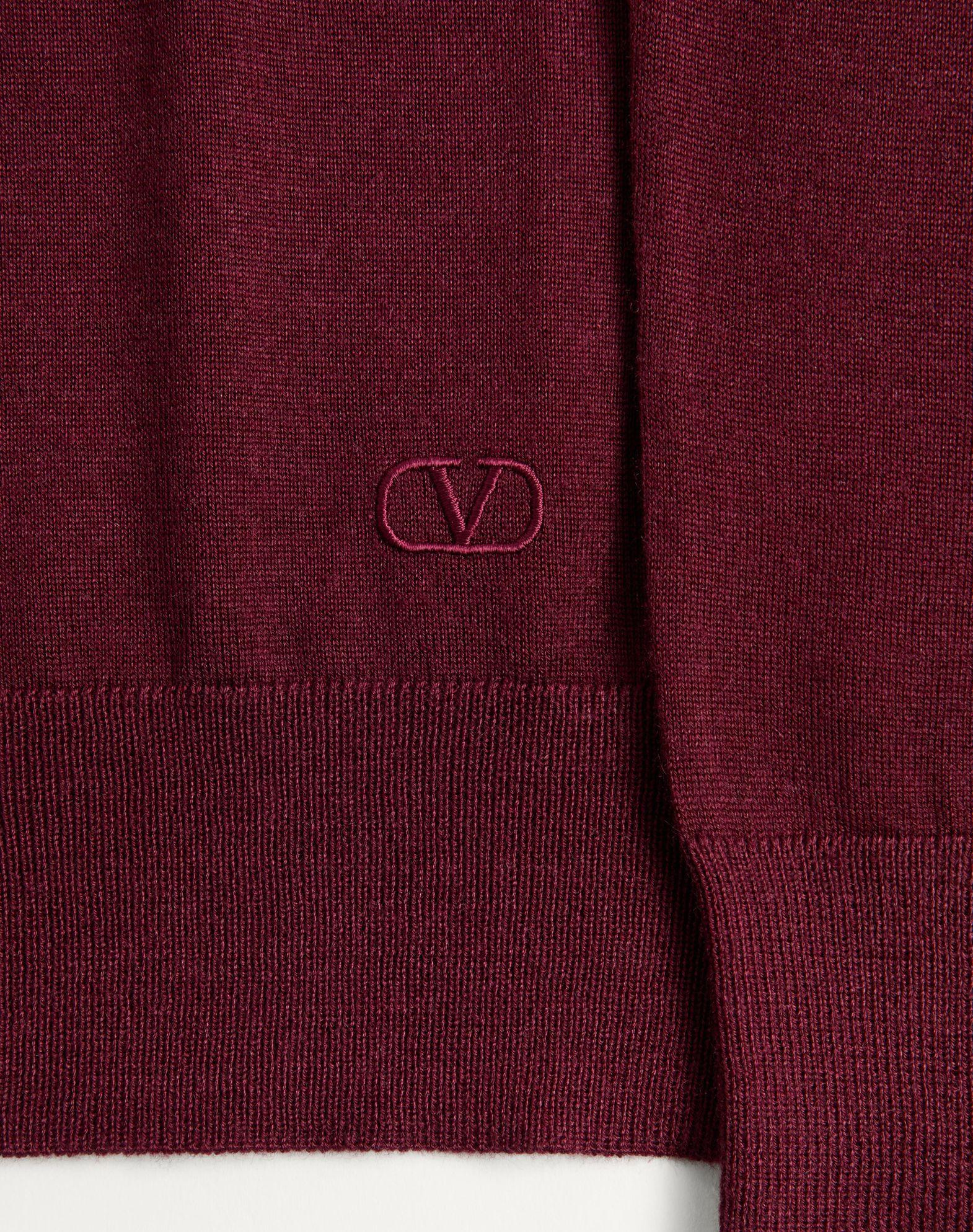 Long-Sleeve Cashmere And Silk Polo Shirt With Vlogo Signature Embroidery Product Image