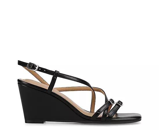 Journee Clinne Women's Multi Strap Wedge Sandals,  Product Image