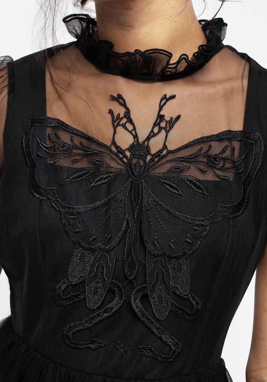 Hysteria Butterfly Applique Frill Neck Tulle Mini Dress Product Image
