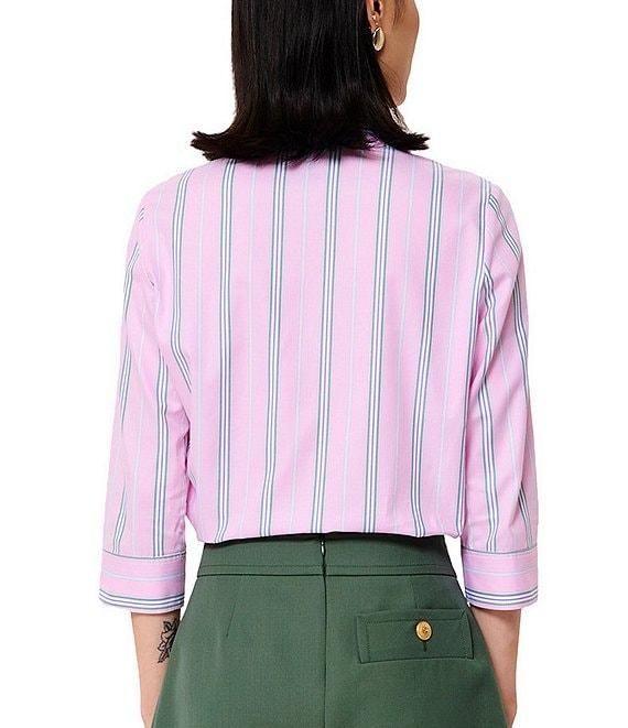 Tara Jarmon Charlot Pinstripe Point Collar 3/4 Sleeve Shirt Product Image
