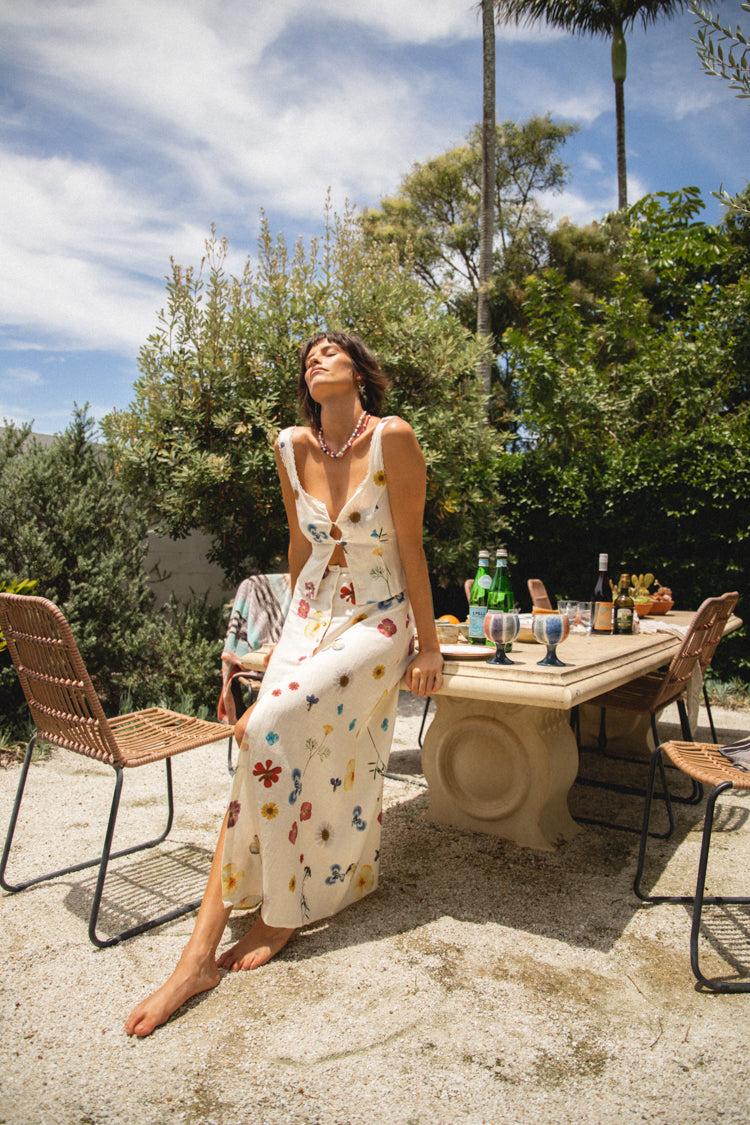 Love Language Button Front Top Floral Product Image