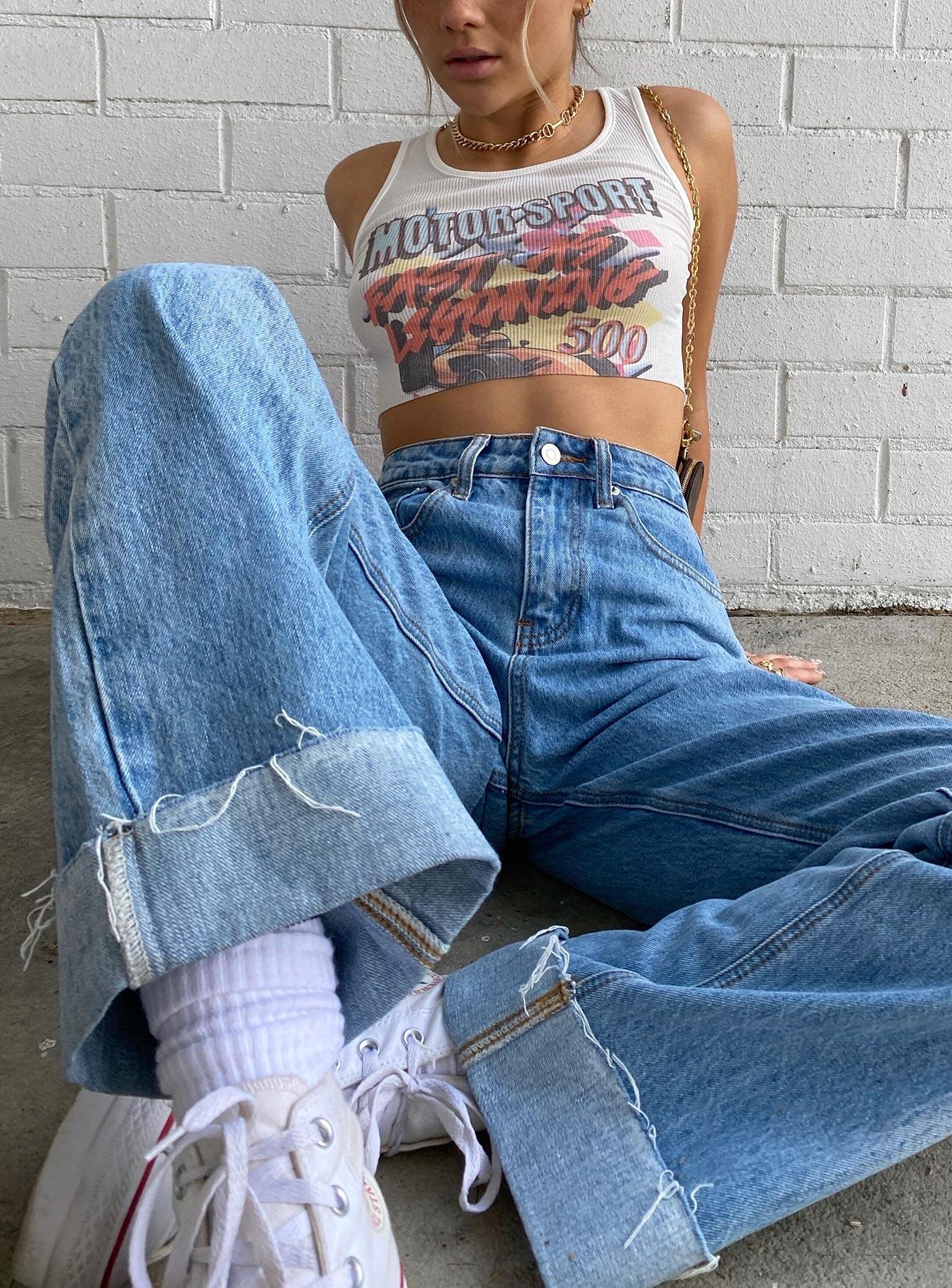 Ollie Mid Rise Straight Leg Jeans Mid Wash Denim Product Image