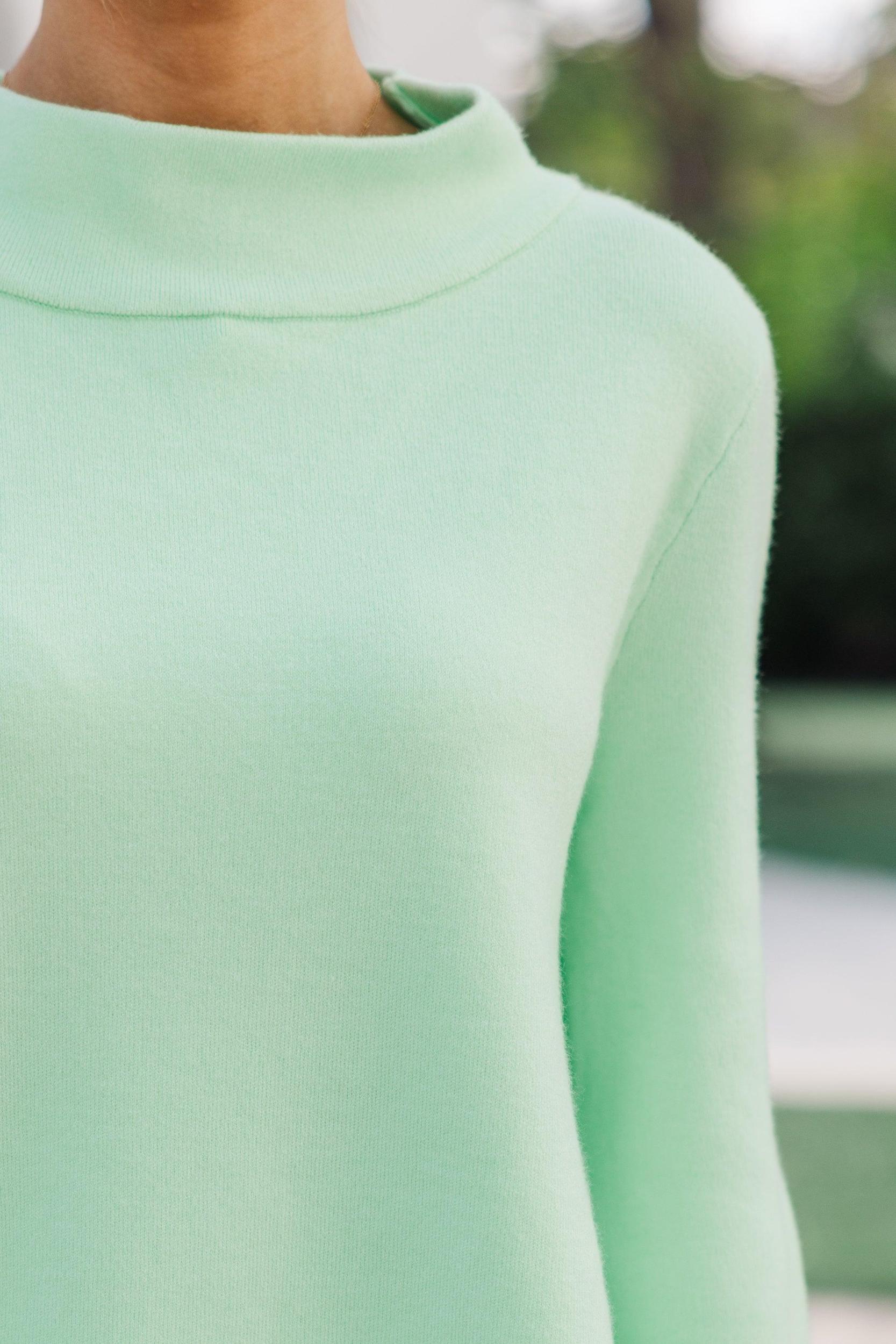 With Ease Mint Green Mock Neck Sweater Tunic Female Product Image